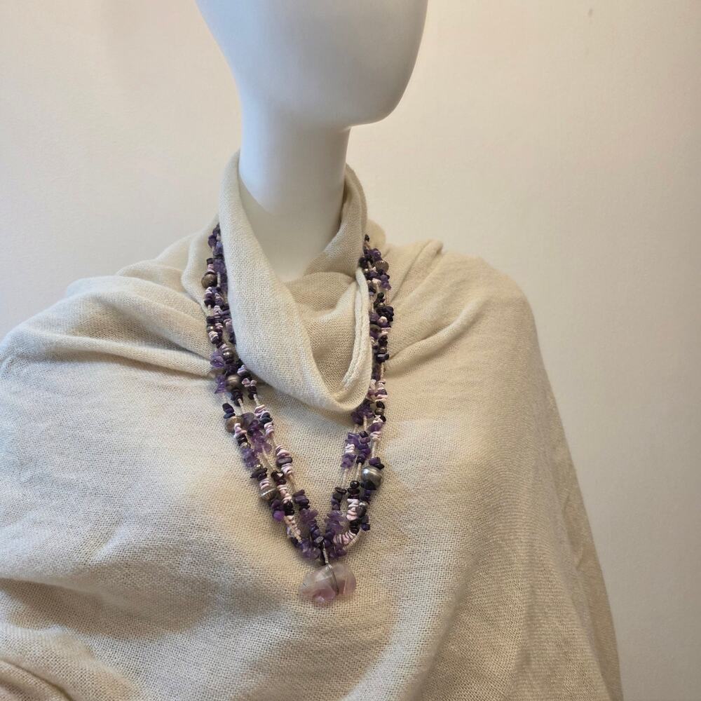 Rare Purple Amethyst Tumbled Chip Necklace | Natural Gemstone Chakra Jewelry